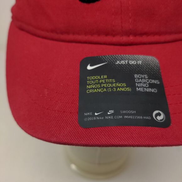 Nike Boys Toddler Strapback Hat Red Adjustable Embroidered Swoosh Logo W/Tags - Picture 3 of 10